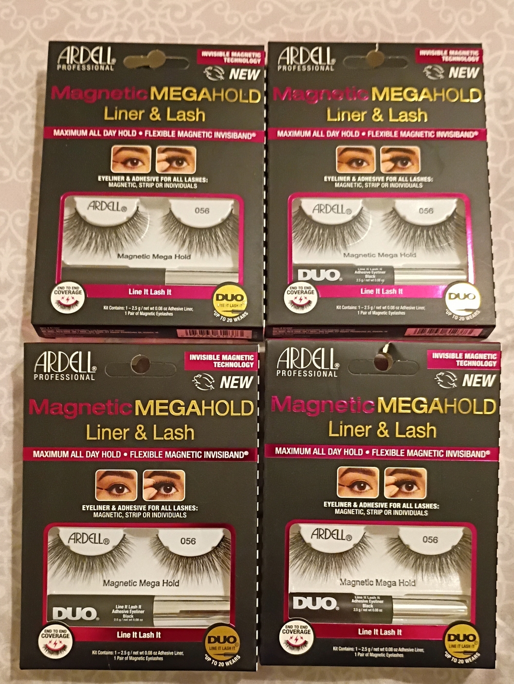 Ardell Magnetic Mega Hold Liner & Lash Kit #056 4pack Bundle